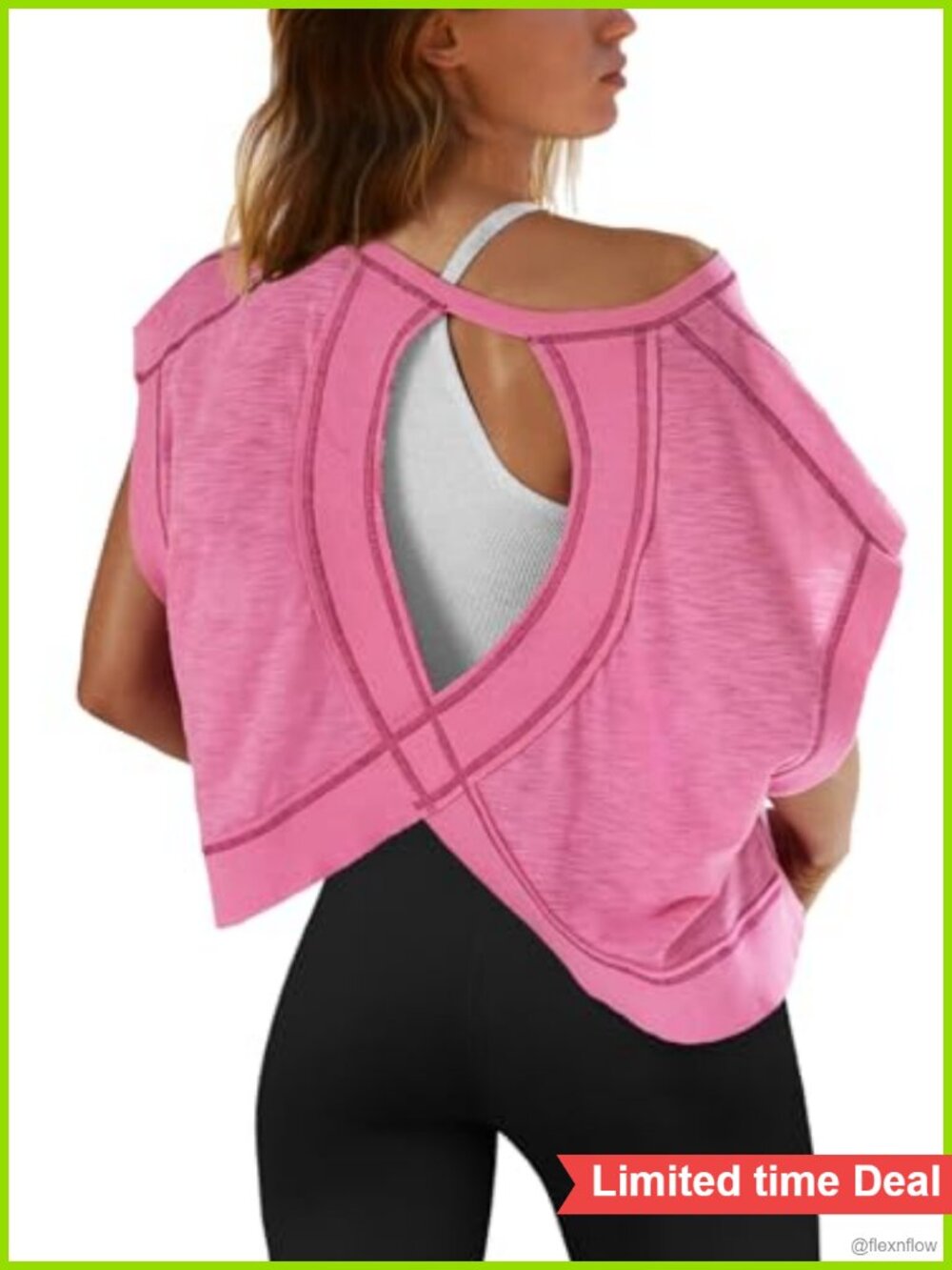 Open Back Workout Crop Top Short Sleeve Running Athletic Shirt Yoga Tee